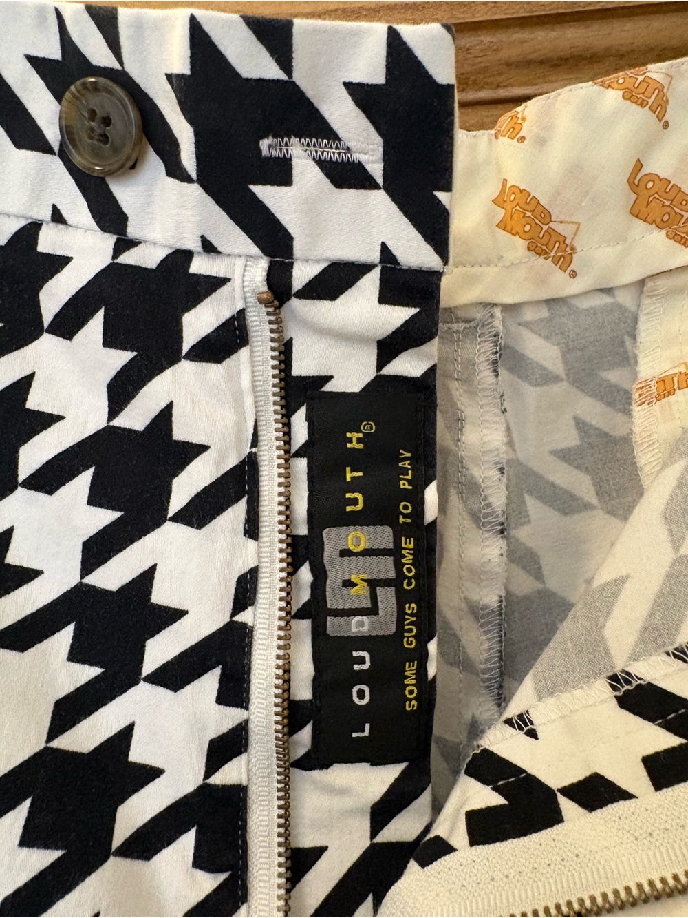 Men’s Loudmouth Shorts Black & White Houndstooth Golf 36 - Picture 5 of 6